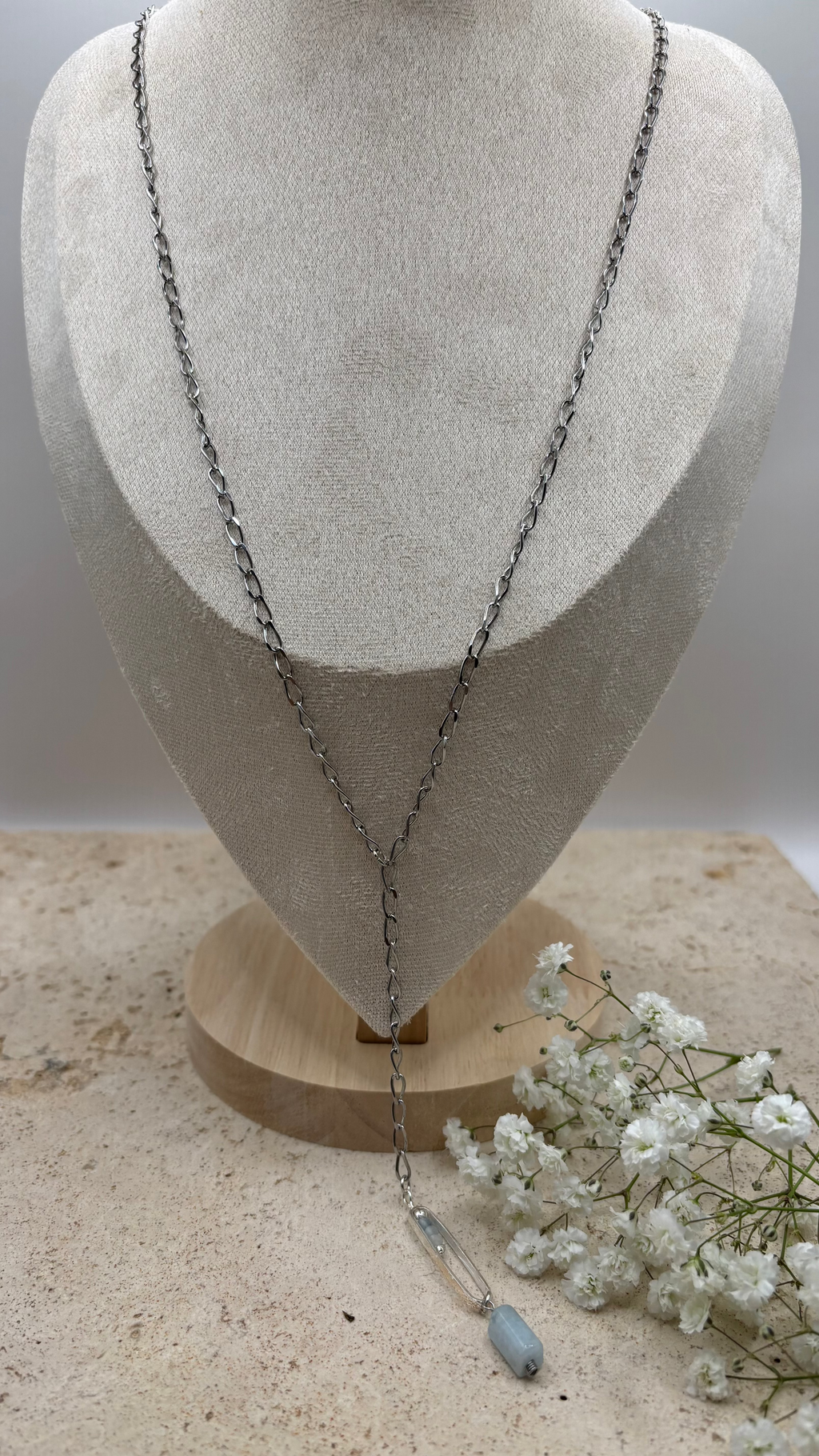 Sautoir Écume d'azur argent